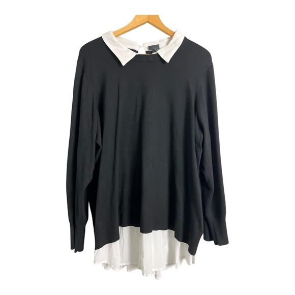 torrid Sweaters - Torrid Fitted Pullover 2-Fer Sweater Black White 4 Preppy Plus 4X Career Curvy